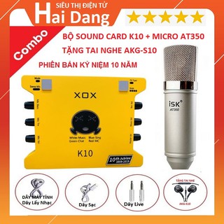 Mua Bộ Sound Card K10  Micro AT350  Tặng Tai Nghe AKG-S10 - Combo K10 Bản Kỷ Niệm 10 Năm - Dây Livestream 5 Chấu