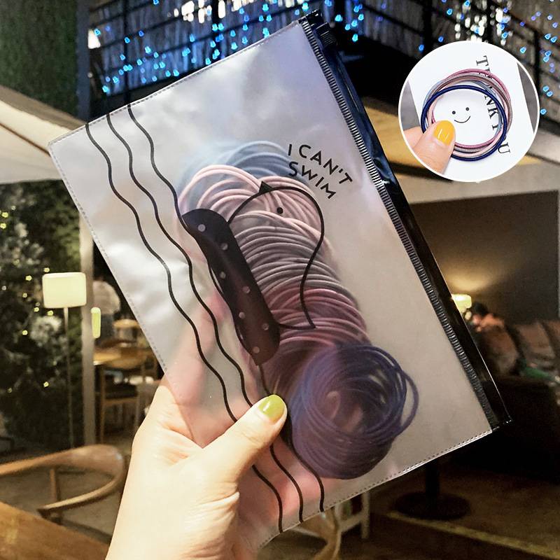 Set 100 Dây Cột Tóc Co Giãn Kèm Túi Zip