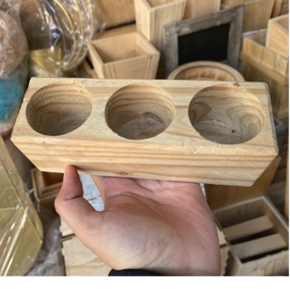 CHẬU GỖ BỘ 3 NGUYÊN KHỐI - CÓ ĐỤC LỖ