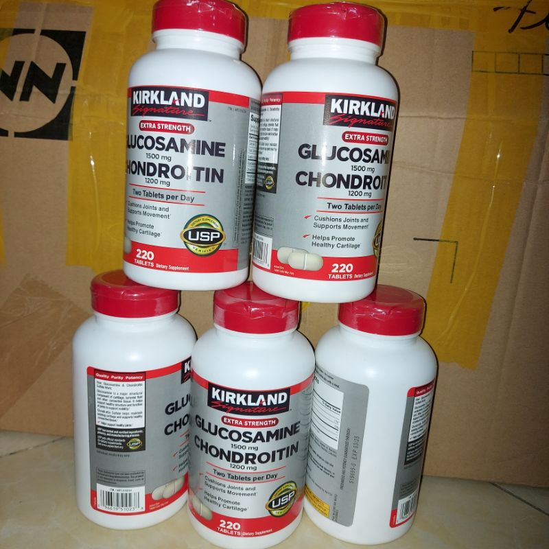 《Combo 5 hộp - Date 2027》Glucosamine 1500mg Chondroitin 1200mg Kirkland 220 viên
