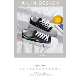 Giày Thể Thao Vải Canvas Phối Màu Cầu Vồng Xinh Xắn Hợp Thời Trang Cho Nữ