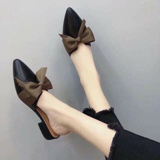 Giầy sục nơ, shop có đen và kem
