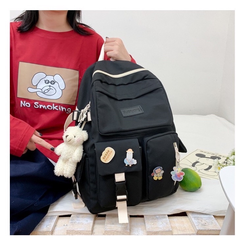 Ba lô nữ ulzzang vải dù chống nước, tặng kèm sticker