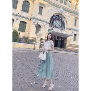 chân váy dập ly dài ( dây kéo hông )