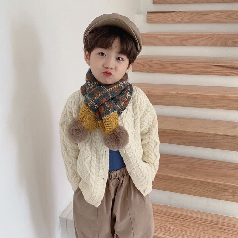 Khăn choàng cổ 75cm mềm mại giữ ấm cho bé gái