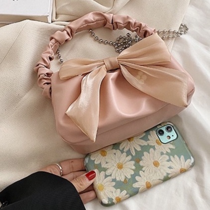 Túi xách nữ thời trang xách tay đeo chéo đính nơ quai nhún hàng Quảng Châu cao cấp Bagami