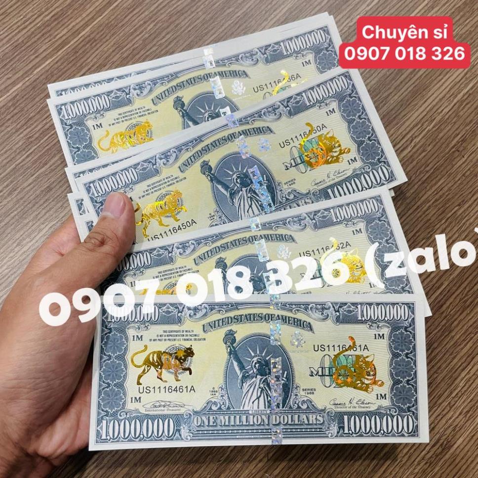 Tờ Tiền 1 Triệu Đô - Triệu USD Kỷ Niệm Hình Con Mèo Mạ Vàng Cao Cấp Lì Xì Tết 2023 May Mắn