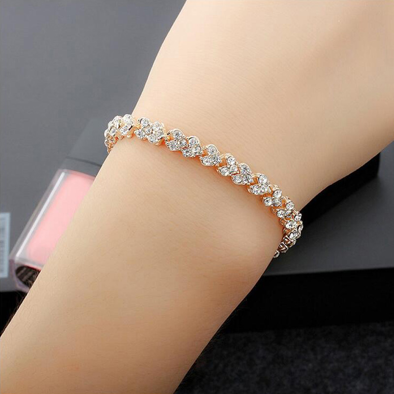 Vòng tay kim loại đính đá thời trang cho nữ