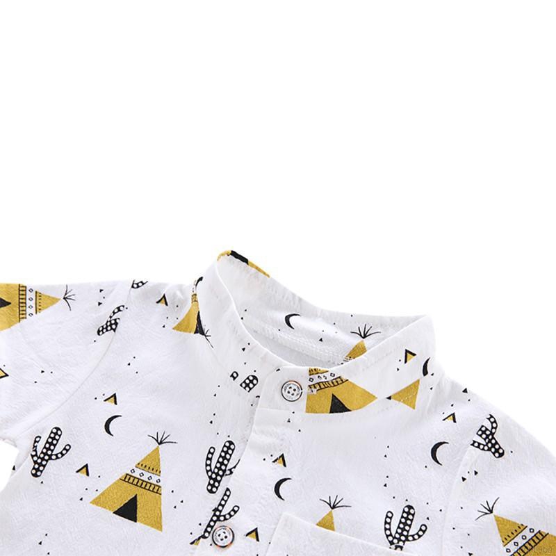 Bộ áo sơ mi tay ngắn + quần short họa tiết thời trang dành cho bé 0~4 tuổi