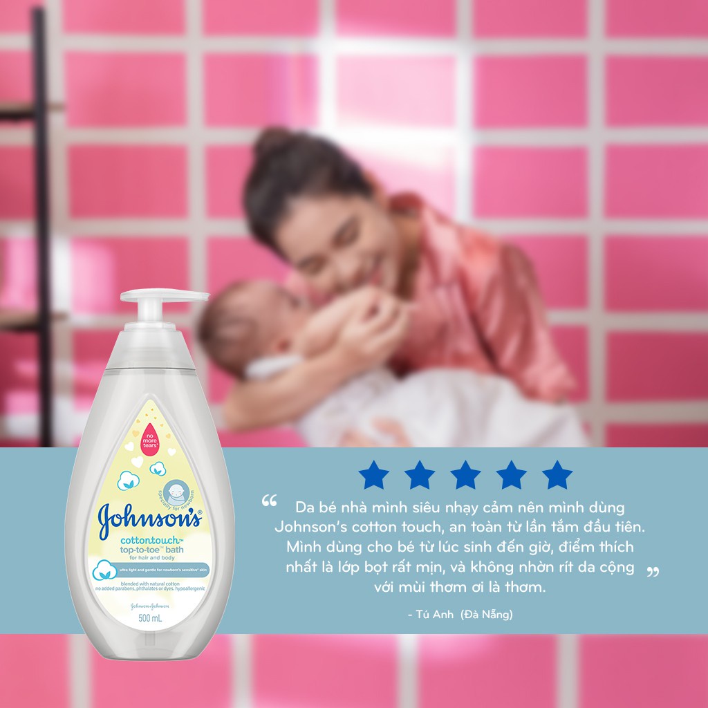 Sữa tắm gội toàn thân mềm mịn cho bé Johnson' baby bath Cotton touch 500ml (mẫu mới)