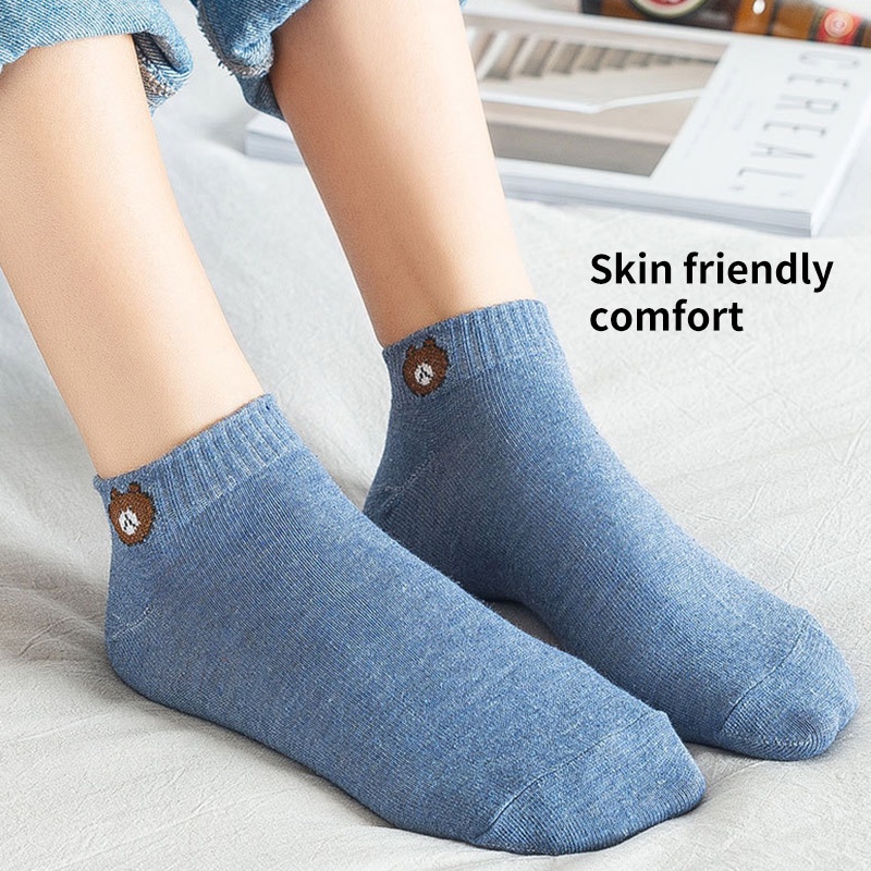 AOFEIQIKE AOFEIQIKE 1 Đôi Vớ Cotton Mềm Cổ Thuyền Thoáng Khí Thời Trang Cho Nữ