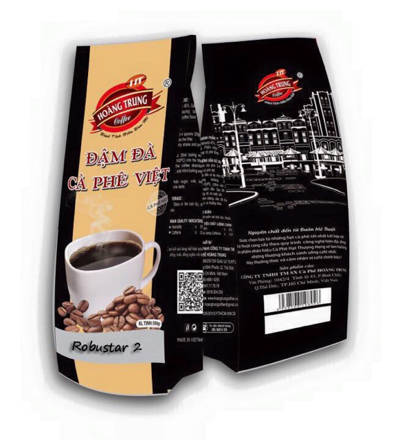 1kg cà phê hạt Robusta nguyên chất - Túi 500gr - Hoang Trung Coffee