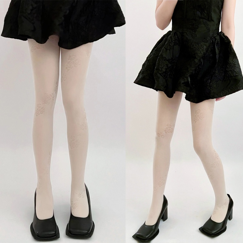 XIXI Quần Tất Họa Tiết Hoa Hồng Phong Cách Lolita Nhật Bản Cho Nữ