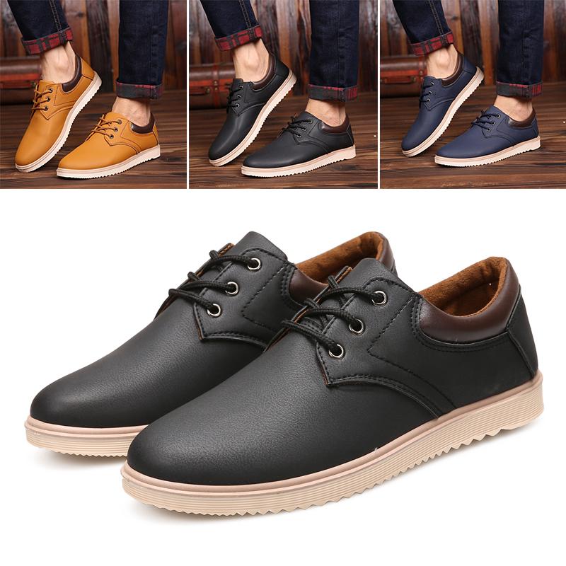 Fashion Men S Casual Leather Saddle Sneakers Lace-up Low Shoes Breathable Mesh