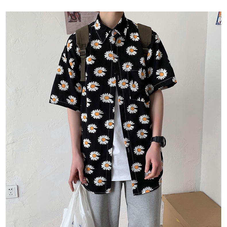 Áo Sơ Mi Ngắn Tay Cỡ Lớn Họa Tiết In Hoa Cúc Phong Cách Hàn Quốc Thời Trang Mùa Hè Cho Nam | BigBuy360 - bigbuy360.vn