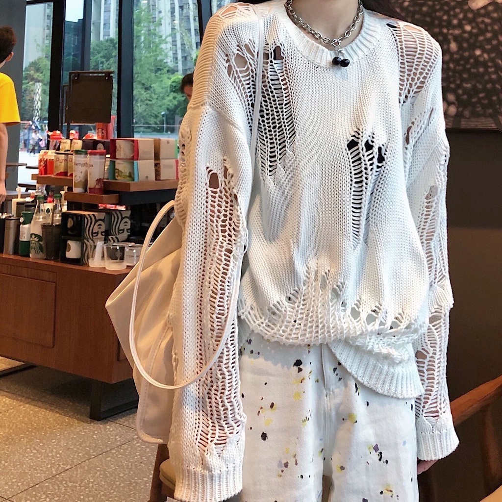 Áo Sweater Khoét Lỗ Phong Cách Phương Tây Ngọt Ngào Cho Nữ