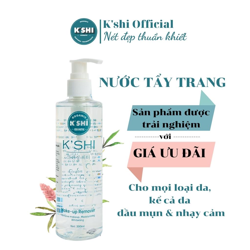 Nước Tẩy Trang Cho Da Nhạy Cảm, Da Dầu Mụn K'shi 300ml, Tẩy Sạch & Dưỡng Ẩm An Toàn Nhẹ Dịu Cho Làn Da Kshi