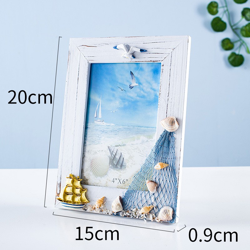 Khung ảnh trang trí kiểu gỗ cũ có lưới size 20cm và 24cm  - Decor đồ trang trí theo phong cách biển Địa Trung Hải