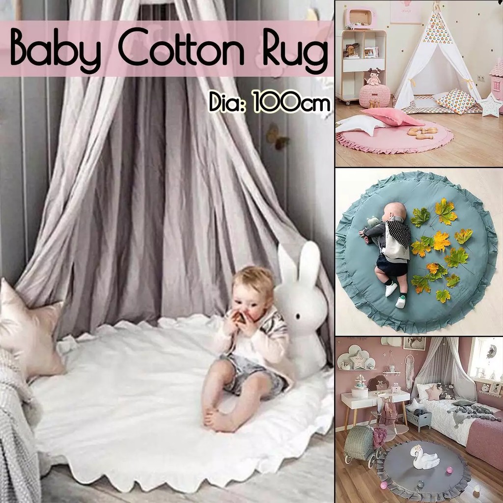 Baby Kids Round Cotton Floor Rug Trò Chơi Phòng Tập Thể Dục Chơi Crawling Phòng Ngủ Mat Chăn_123CLICKVN