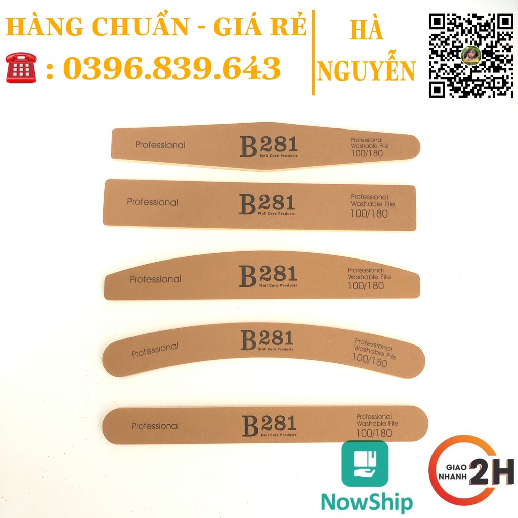 Dũa Móng Tay B281 Da Bò Cao Cấp, Dũa Phom Móng Bột 100/180 Siêu Bền