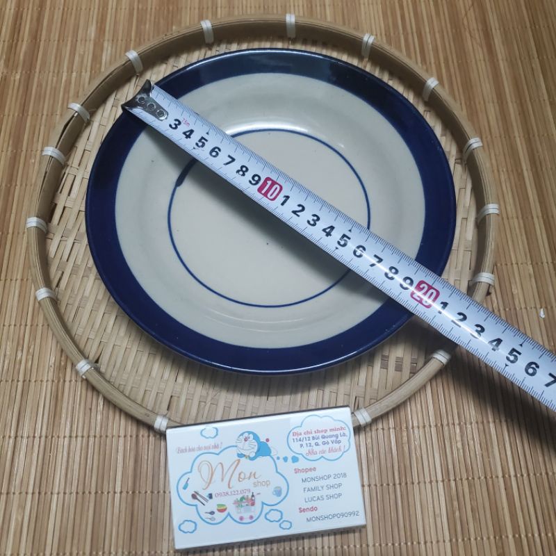 💢💥SET 2 DĨA GỐM XƯA CAO CẤP HỌA TIẾT CHỈ XANH😉 20CM🤗 Dĩa gốm làm từ đất sét Cao Lanh🔥 Siêu hot💥