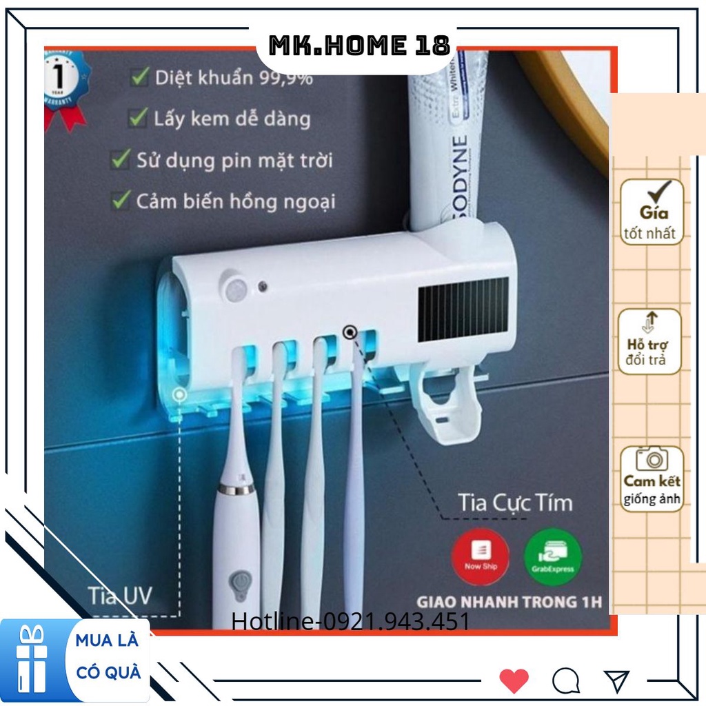 Giá treo bàn chải đánh răng khử trùng, kệ nhả kem đánh răng .