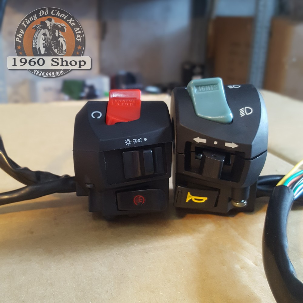 Bộ cùm công tắc Passing, đá pha, nháy pha phù hợp độ Cafe Racer Tracker Win CD 67 Dream CUB và các loại xe máy