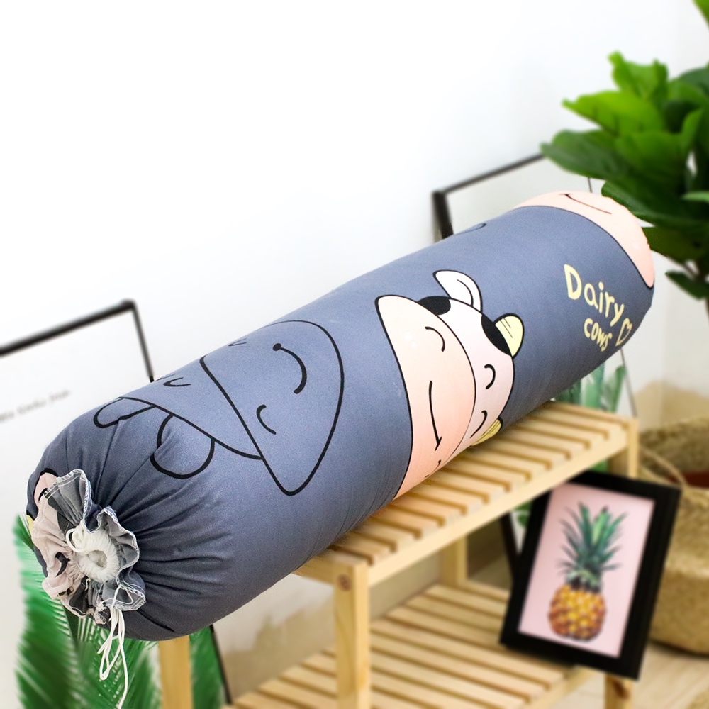 [Xả kho] Vỏ gối ôm Cotton Poly, Kích thước 35 x 105 cm, Mẫu Bò Xám