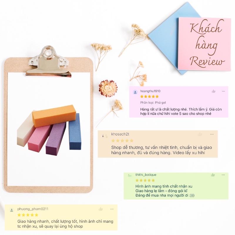 Phụ kiện nail giá tốt giá rẻ phao móng tay vuông chà móng loại nhám mịn