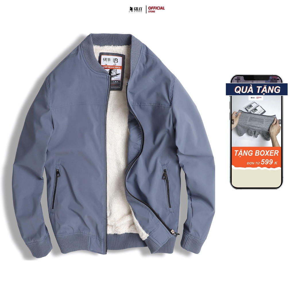 Áo khoác nam bomber chống nước GRAYHOMME 2 lớp lót lông cừu siêu ấm - CU201