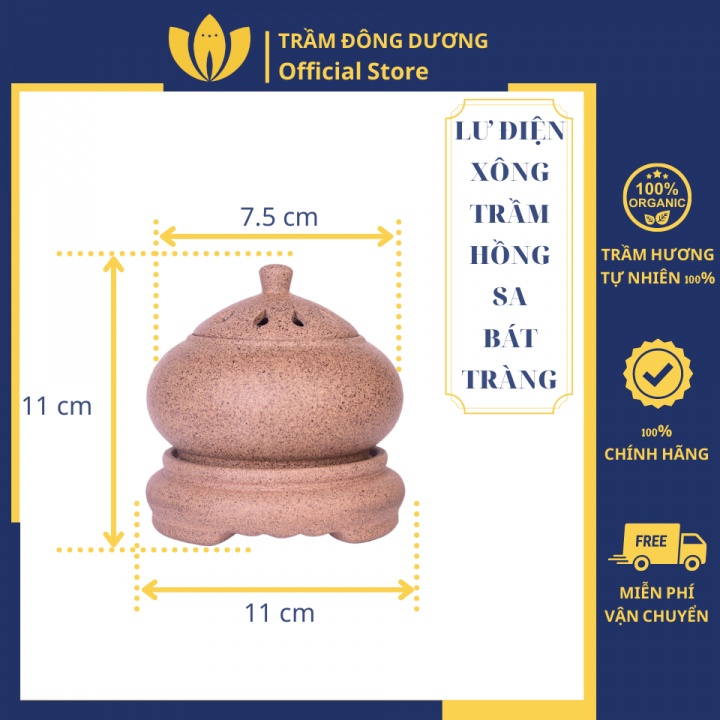 Lư điện Hồng Sa xông Trầm hương tinh dầu chính hãng Trầm Đông Dương - Chỉnh nhiệt độ - Hẹn giờ tự ngắt - Bảo hành 2 năm