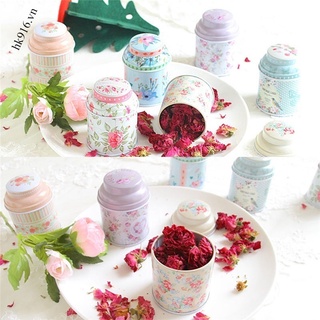 Hộp Thiếc Đựng Trà / Cà Phê / Đường Họa Tiết Hoa Xinh Xắn
