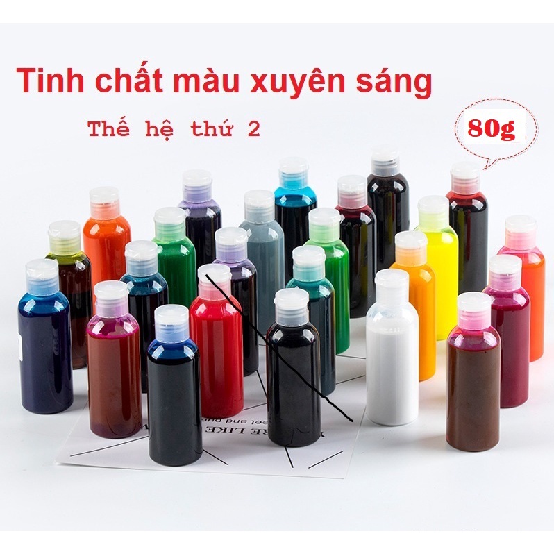 Màu pha xuyên sáng Epoxy Resin chuyên dụng, màu pha keo UV, tươi sáng và trong suốt loại 100g đậm đặc