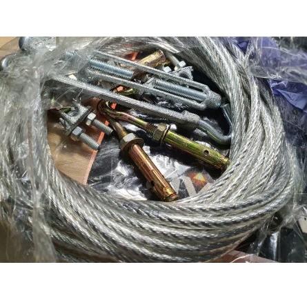 Combo dây cáp phơi quần áo, mạ kẽm bọc nhựa chống rỉ sắt ( Dây phi 5 hoặc 6 - 2 Nở móc 8 - 1