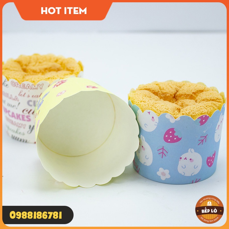 Cup giấy tròn chịu nhiệt cỡ lớn nướng bánh bông lan bánh Muffin tiện dụng HÀNG MỚI VỀ - set 50 cup