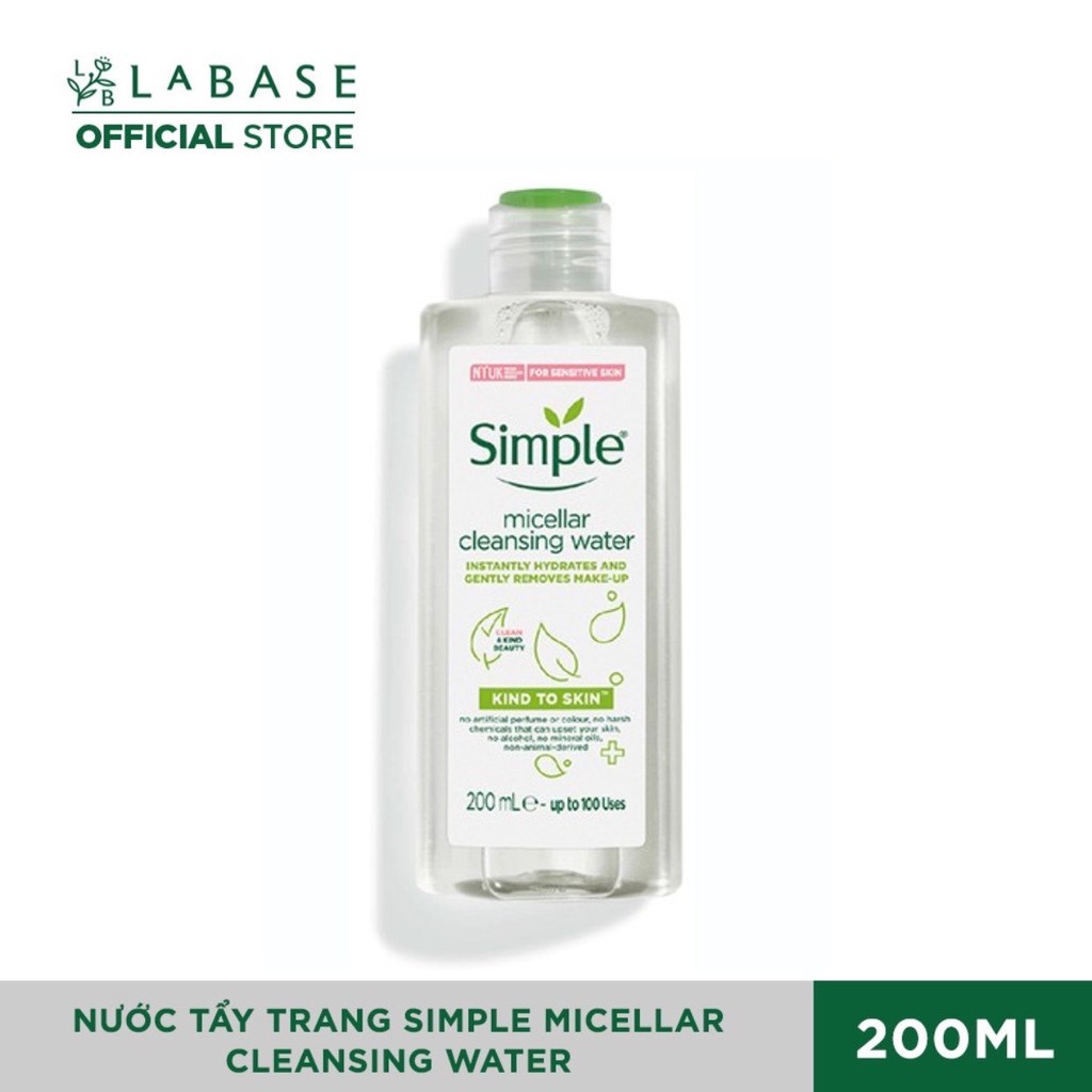 Nước tẩy trang Simple Micellar Cleansing Water 200ml [Hàng nhập khẩu chính hãng]