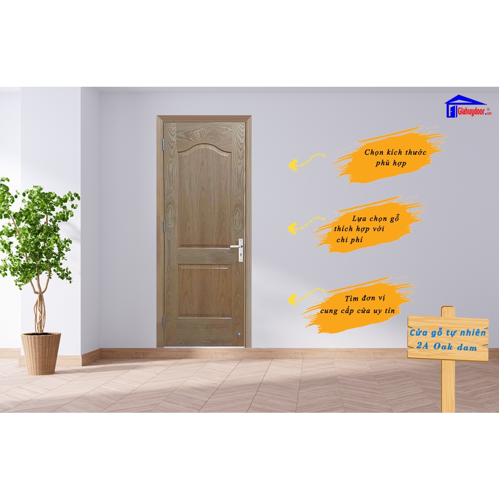 Cửa gỗ tự nhiên 2a oak dam, cửa gỗ phòng ngủ, cửa thông phòng đẹp, giá tốt - GiaHuyDoor