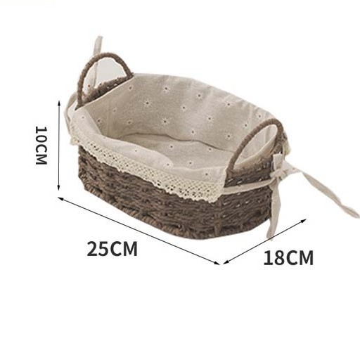 Giỏ mây có tay cầm lót vải ren hoa vintage ( Rổ đi picnic xinh xắn decor chụp ảnh ) | BigBuy360 - bigbuy360.vn