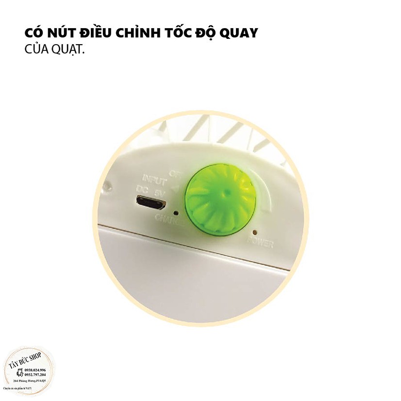 Quạt sạc tích điện kẹp bàn Mickey TD-806 sử dụng 3-6h, 3 chế độ gióa