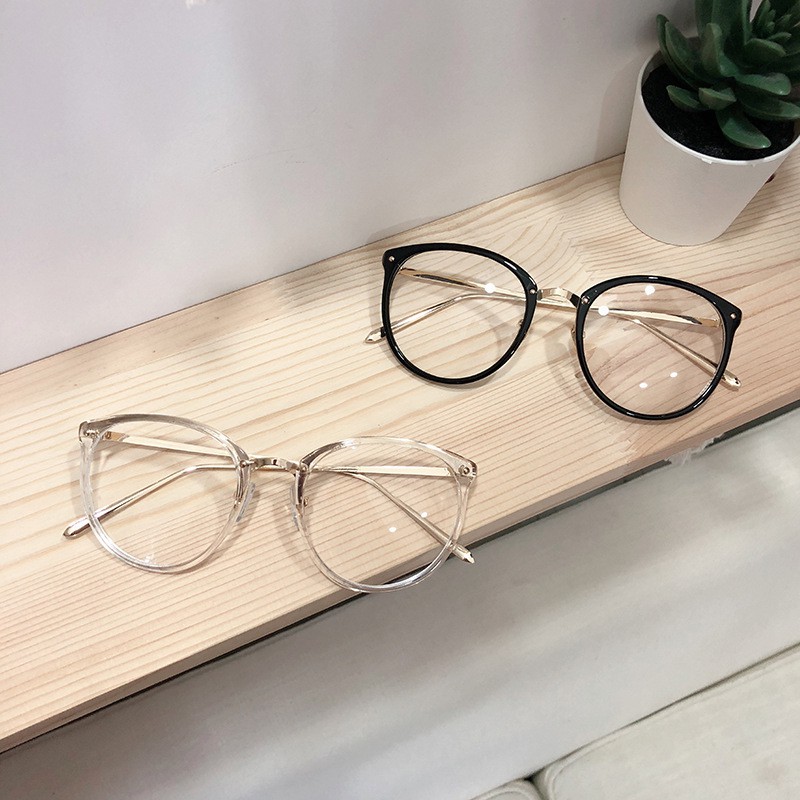 Kính giả cận nam nữ gọng tròn, mắt kính không độ chống ánh sáng xanh phong cách Ulzzang hottrend đẹp 019