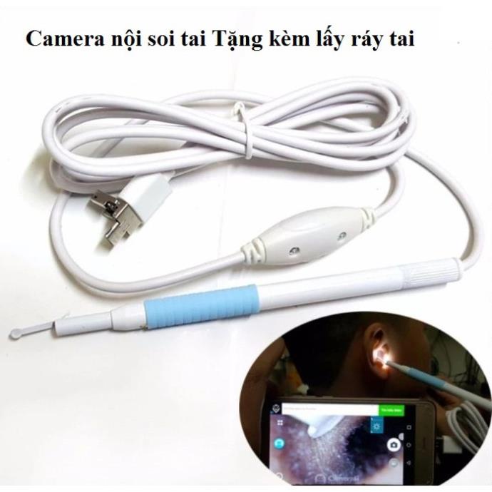 Camera Nội Soi, Camera Nội Soi Tai HD 1080P Đi Kèm Bộ Đầu Lấy Ráy tai, hình ảnh nét, sử dụng trên điện thoại và máy tính