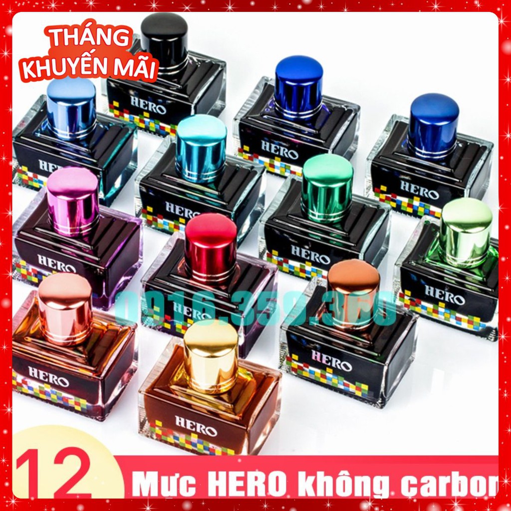 Mực Hero không carbon 40ml giá sỉ, mực bút máy cao cấp