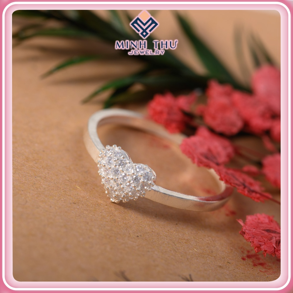 Nhẫn Bạc Nữ 925 Đẹp Trái Tim Đính Đá MINH THƯ JEWELRY MTN5043