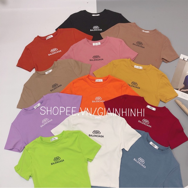 Áo thun xin xin cổ tròn form ôm dáng crop, Áo phông ngắn tay in chữ ngực BB XX301 - NhiNhi Shop