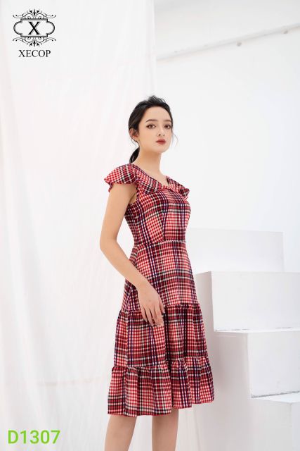 Đầm còe caro Xecop D1307