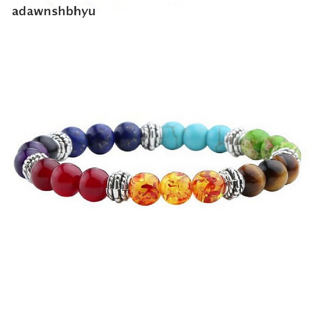 [adawnshbhyu] 1 Vòng Tay Chuỗi Hạt Đá Núi Lửa Chakra 7 Viên Cầu Nguyện Cho Nữ