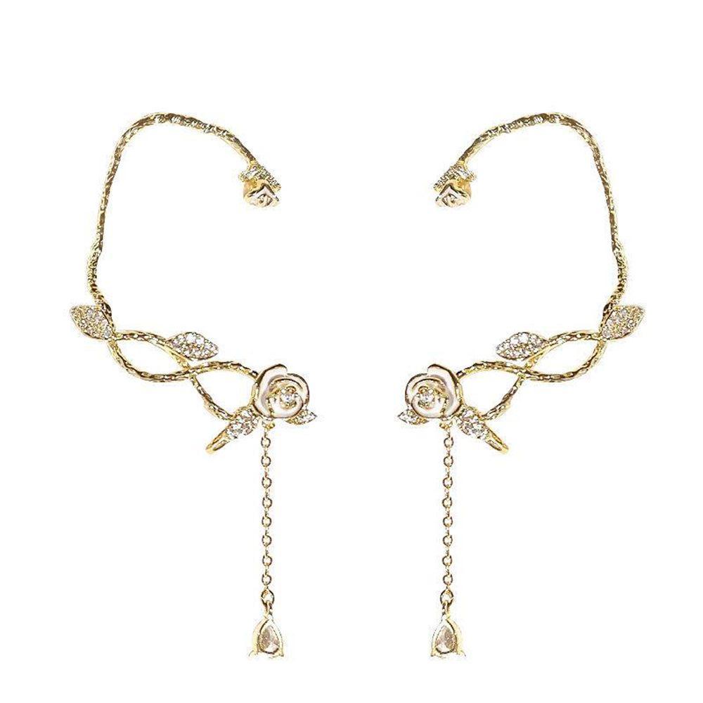 Khuyên Tai Dạng Kẹp Vành Tai Hình Hoa Hồng Bằng Đồng Phong Cách Hàn Quốc Cá Tính Dành Cho Bạn Nữ