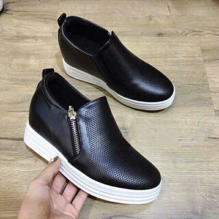 Giày lười da nữ độn đế