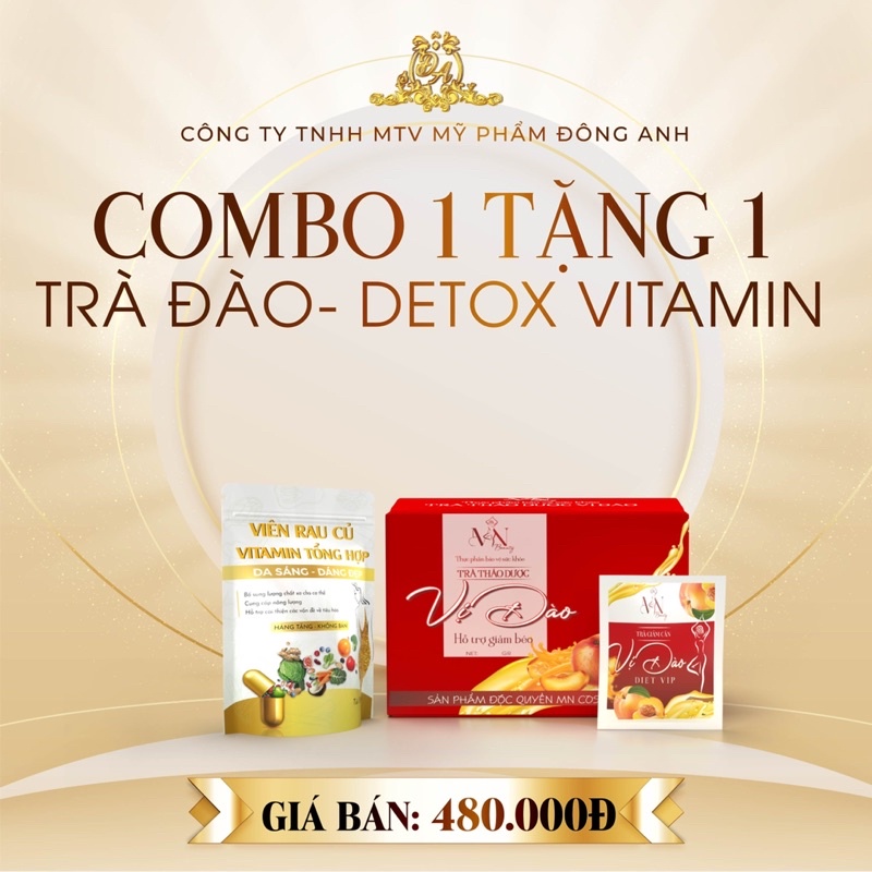 TRÀ GIẢM CÂN VỊ ĐÀO ĐÔNG ANH ( HỘP 15 GÓI TẶNG VIÊN RAU CỦ)