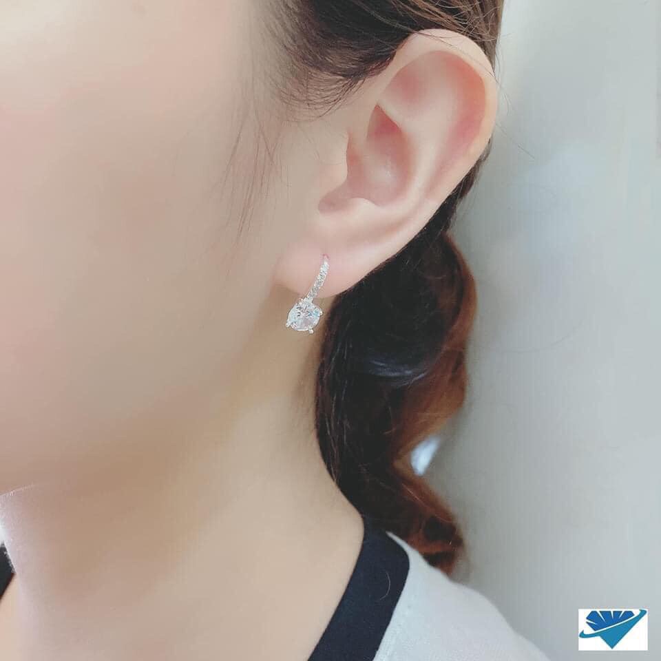 Bông tai nữ bạc thật móc câu đính đá tuyệt đẹp LINH MIU SILVER